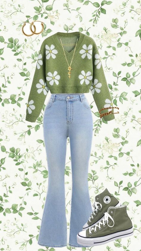 outfit idea Green Purple Aesthetic Outfit, Purple Green Outfit, Green Purple Aesthetic, Purple Aesthetic Outfit, Green And Purple Outfit, College Clothing, Purple Outfits, Green Theme, Green Outfit