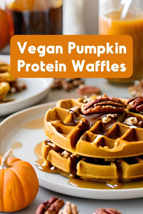 Loving these Vegan Pumpkin Spice Protein Waffles! These are way healthier than traditional waffles and satisfy that itch for Fall Pumpkin Spice! Vegan Protein Waffles, Pumpkin Protein Waffles, Vegan Pumpkin Waffles, Dairy Free Waffles, Waffles Vegan, Pumpkin Waffles Recipe, Pumpkin Protein, Vegan Waffles, Vegan Pumpkin Spice