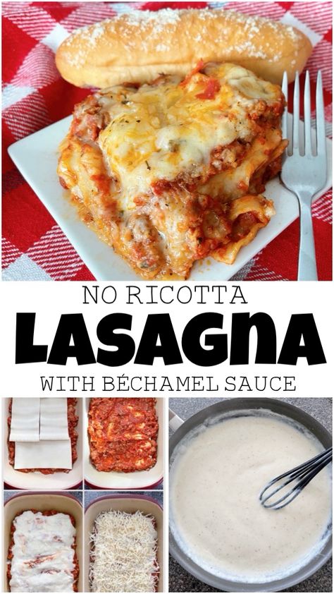 Learn how to make homemade lasagna with a delicious bechamel sauce and bolognese sauce for the ultimate comfort food. Perfect for weeknight dinners or special occasions, this recipe can be customized to fit your dietary needs and preferences. Lasagne Recipes With Bechamel Sauce, Homemade Tomato Sauce For Lasagna, Classic Lasagna With Bechamel, Lasagna Bolognese Recipe Bechamel Sauce, Bachemelle Sauce Lasagna, Lasagne With Bechamel Sauce, Bolganese Sauce Recipe, Lasagna With Bechamel Sauce And Ricotta, Bechamel Lasagna Recipe