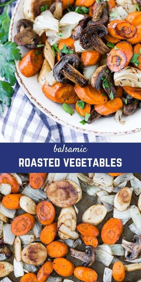 These easy balsamic roasted vegetables are flavorful, irresistible, and easy to adapt with what vegetables you have on hand. Balsamic Roasted Vegetables, Easy Roasted Vegetables, Plat Simple, Favorite Recipes Dinner, Low Carb Side Dishes, Side Dish Recipes Easy, Easy Side Dish, Low Carb Vegan, Keto Side Dishes