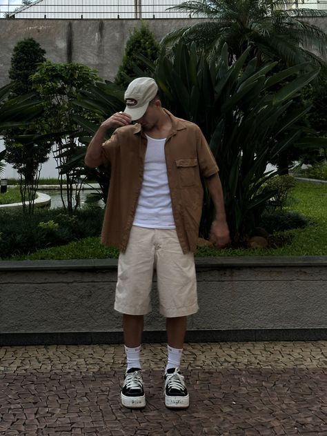 Jorts Outfit, Estilo Hipster, Spring Outfits Men, Outfits Hombre, Outfits Streetwear, Coachella Outfit, Streetwear Men, Summer Fits, Student Fashion