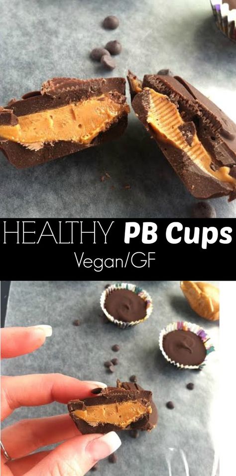 Healthy PB Cups – Vegan – Gluten Free #vegan #gf #glutenfree #peanutbutter #chocolate #cups #desseet #healthy #2ingredients #easy Vegan Peanut Butter Cups, Cups Ideas, Pb Cups, Dessert Oreo, Desserts Healthy, Summer Eats, Vegan Candies, Desserts Vegan, Best Desserts