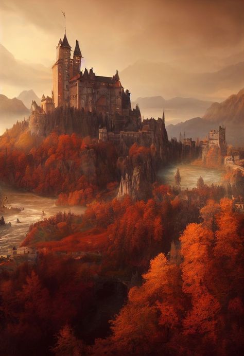 A court of thorns and roses Dragon Castle Aesthetic, Fantasy Kingdom Aesthetic, Fire Castle, Fantasy Castles, Castle Background, Fantasy Town, Dark Castle, Castle Aesthetic, Castle Art