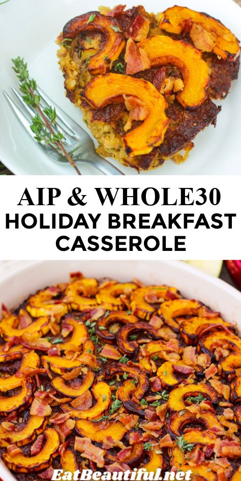 Holiday Breakfast Casserole, Sausage Breakfast Casserole, Aip Breakfast, Eat Beautiful, Bacon Casserole, Breakfast Casserole Bacon, Apple Pork, Whole 30 Breakfast, Dairy Free Breakfasts