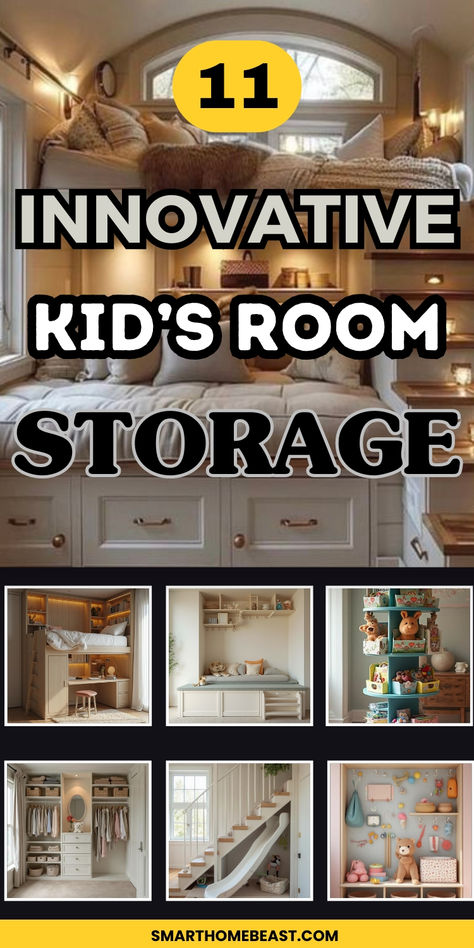 11 innovative kid’s room storage ideas & design inspiration perfect for every child. Smart solutions for every space: cozy nooks, play areas, and creative shelving. Kids Bedroom Wall Storage, Kids Room With Storage, Boy Room With Storage, Toy Storage Bedroom Kids, Boys Bedroom Toy Storage Ideas, Kids Bedroom Storage Ideas For Boys, Kids Toy Storage Ideas Bedroom, Storage Ideas For Kids Room, Kids Room Storage Ideas