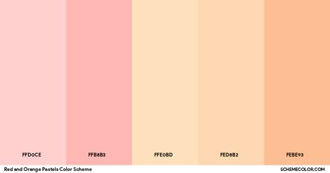 Red And Orange Pastels Color Scheme » Orange Pastel Peach Color Palette, Pastel Orange Color Palette, Color Scheme Orange, Pallet Light, Color Scheme Generator, Fursona Ideas, Peach Color Palettes, Web Design Color, Peach Orange Color