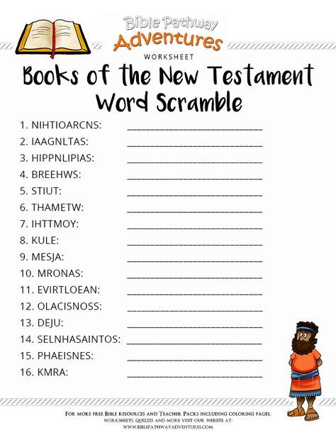 New Testament Printables For Kids, New Testament Books Of The Bible Games, Bible Study Lessons For Kids, Books Of The Bible Printable Free, Bible Worksheets, New Testament Books, New Testament Bible, Sabbath School, Bible Quiz