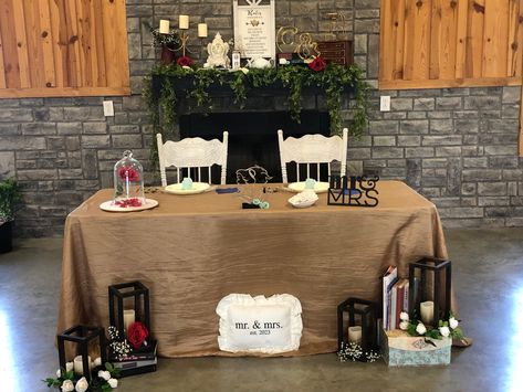 Beauty and the Beast wedding Beauty And The Beast Wedding, Sweetheart Table Decor, Sweetheart Table, The Beast, Table Decor, Beauty And The Beast, Wedding Inspiration, Table Decorations, Beauty