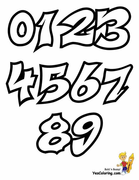 Graffiti Art Numbers, Graffiti Alphabet And Numbers, Graffiti Lettering And Numbers, Numbers In Graffiti, Graffiti Numbers 1-10, Tatouage Haida, Graffiti Coloring Pages, Graffiti Numbers, Cool Fonts Alphabet