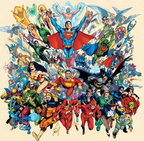 DC Universe | DC Universe - Marvel Comics Database The New Teen Titans, Sketch Cards, Bloc Party, Legion Of Superheroes, George Perez, Dc Comics Heroes, Martian Manhunter, Book Artwork, Dc Comic Books