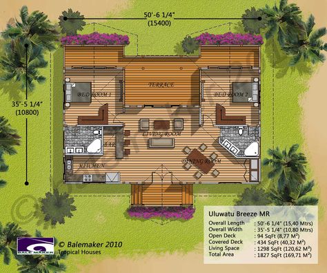 Balemaker | Design Page Small Tropical House, Beach House Floor, Hawaiian Beach House, Tropical House Plans, Hawaii Beach House, Hawaiian House, Beach House Flooring, Beach House Floor Plans, Modern Tropical House