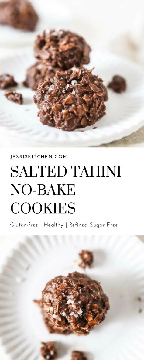 Tahini Cookies, Tahini Recipe, Baking Recipes Cookies, Oatmeal Cookie Recipes, Raw Desserts, Gf Desserts, Bake Cookies, Oatmeal Chocolate Chip Cookies, Chocolate Chip Oatmeal