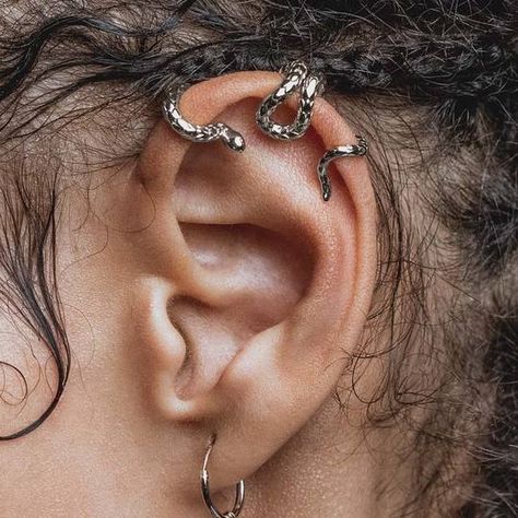 Shop All – tagged "Earrings, Silver, Sterling Silver" – Page 2 – REGALROSE Ear Wrap Cuff, Snake Ears, Snake Jewelry, Snake Earrings, Dope Jewelry, Pierced Jewelry, 로고 디자인, Ear Jewelry, Pretty Jewellery