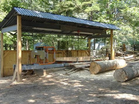 Click this image to show the full-size version. Sawmill Shed, Saw Mill Diy, Sawmill Projects, Chainsaw Mill Plans, Sawmill Lumber, Portable Saw Mill, Bandsaw Mill, Chainsaw Mill, Ranch Ideas