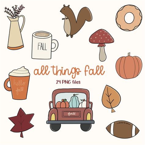 October Clip Art, Fall Clipart Autumn Clip Art, November Clipart, September Clipart, Candle Doodle, Drinks Clipart, Clip Art Fall, Autumn Clip Art, Autumn Doodles