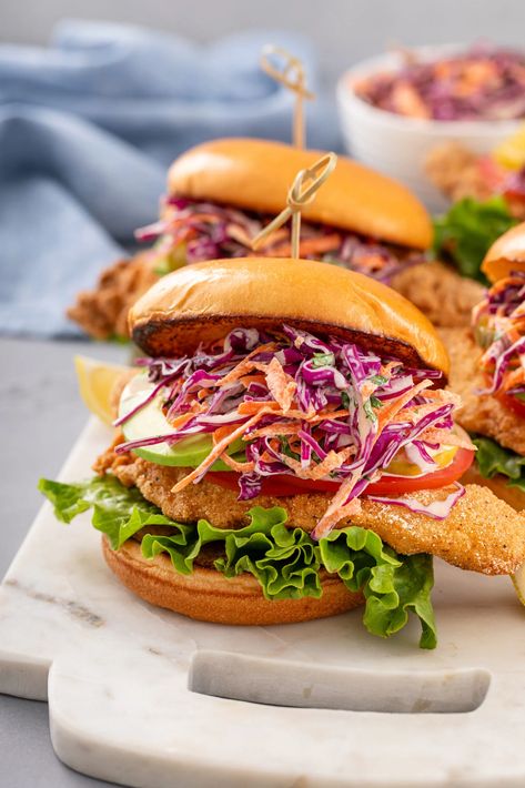 Fried Catfish Sandwich Recipe – TCI Catfish Sandwich, Fried Fish Sandwich, Crispy Fried Fish, Sandwich Inspiration, Fish Sandwich Recipes, American Comfort Food, Catfish Recipes, Fried Catfish, Sandwich Shop