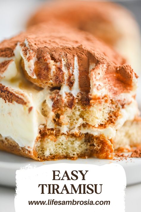 This Easy Tiramisu Recipe made with ladyfingers, espresso, amaretto and sweetened mascarpone whipped cream (no raw eggs!) is pure decadence. Recipe With Mascarpone, Best Tiramisu Recipe, Mascarpone Whipped Cream, Easy Tiramisu, Mascarpone Recipes, Easy Tiramisu Recipe, Raw Eggs, Tiramisu Recipe, Easy To Make Desserts