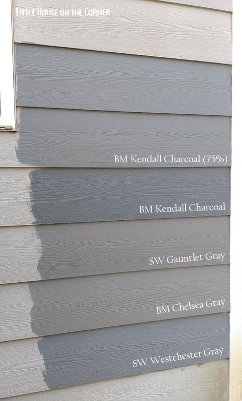 Outside House Paint, Grey Exterior House Colors, Outside House Colors, Kendall Charcoal, Gray House Exterior, Outside Paint, House Paint Color Combination, Exterior House Paint Color Combinations, Exterior House Color