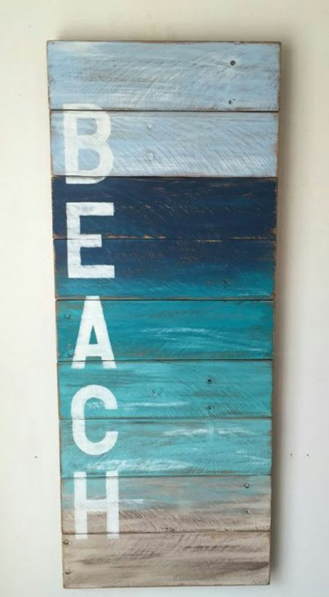 Beach Signs Diy, Beach Signs Wooden, Beach Sign, Decor Ikea, Bathroom Themes, Coastal Bedrooms, Diy Wood Signs, Beach Home Decor, Beach Diy