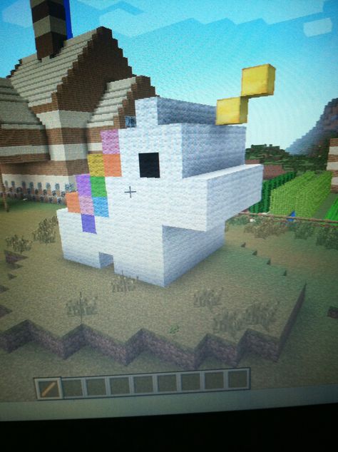 Mlp Minecraft Buildings, Unicorn Minecraft Build, Unicorn Minecraft, Kawaii World Minecraft, Rainbow Minecraft Builds, Minecraft Rainbow Builds, Rainbow Minecraft, Rainbow Sheep Farm Minecraft, Computer Minecraft