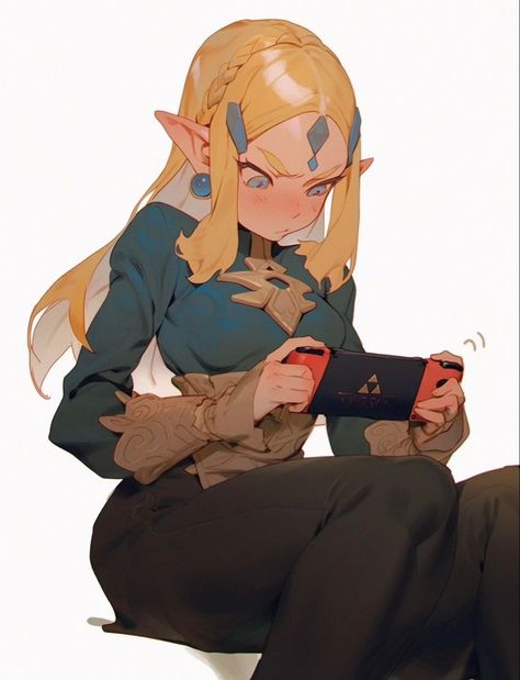 Shiek Zelda Fan Art, Purah Zelda Totk Fanart, Zelda Fanart Princess, Tripping Pose Reference, Purah Fanart, Zelda Ghibli, Link Concept Art, Zelda Short Hair, Fem Link