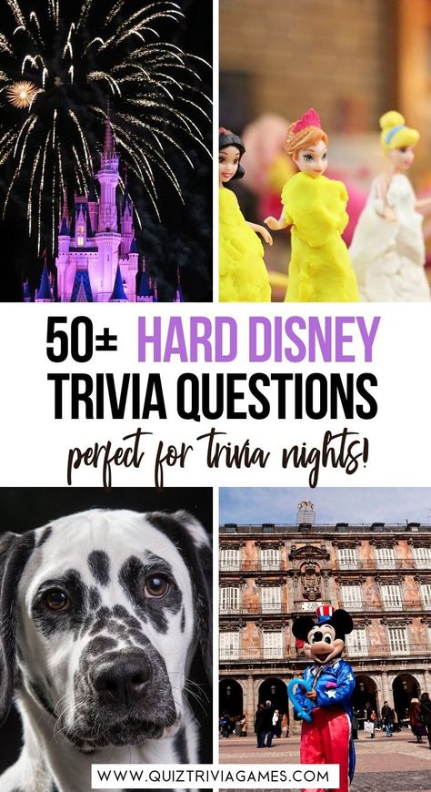 Are you a true Disney fan? Let's see how many of these 50 Hard Disney Trivia Questions you can answer! We included questions about Disney movies, characters, villains and more. Have fun! Disney Trivia Questions And Answers, Disney Movies Characters, Disney Movie Quiz, Disney Trivia Questions, Disney Movie Trivia, Movie Trivia Quiz, Disney Questions, Movie Trivia Questions, Disney Trivia