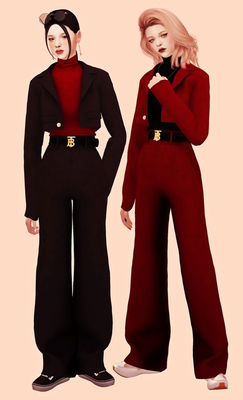 Crop jacket + Wide pants | Patreon Sims 4 Cc Cropped Jacket, Female Suit Sims 4 Cc, Sims 4 Racer Jacket, Sims 4 Cropped Jacket, Sims Cc Jacket, Sims 4 Cc Suits Female, Sims 4 Jacket Accessory, Sims 4 Cc Jacket, Sims 4 Jacket