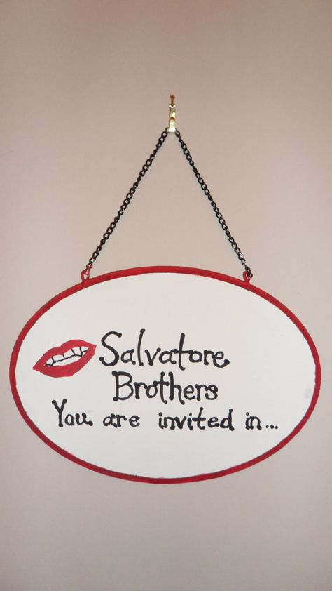 Salvatore Brothers sign Vampire Diaries Damon Stefan Vampire Room, Brothers Sign, Damon Stefan, Salvatore Brothers, Vampire Party, The Salvatore Brothers, Ian Joseph Somerhalder, Diary Diy, Vampier Diaries