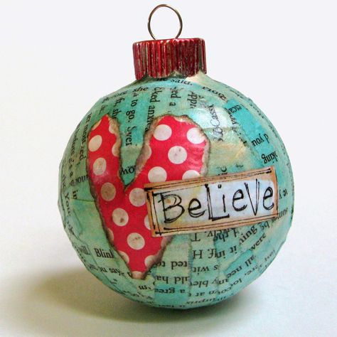 Glass Ornaments Diy, Mixed Media Christmas, Ornament Holder, Believe Christmas, Christmas Mix, Christmas Place, Paper Scraps, Painted Christmas Ornaments, Perfect Together