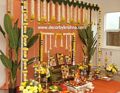 Amidst the elegance of sholawood hangings and the grace of intricate details, our housewarming pooja decor welcomes new beginnings with warmth and serenity. House Warming Pooja Decor by Swathi @meeventsus of #dublin branch #usa PC @vibranthourphotography #housewarming #gruhapravesam #poojaDecor #newhome #newbeginnings #californiaeventplanner #decorbykrishnadublin @decorbykrishna is a unit of @pellipoolajada Traditional Decorations using only Natural materials #noplastic #nofloralfoam  #... Pooja Decor, Cradle Ceremony, Eco Friendly Wedding, The Grace, Intricate Details, New Beginnings, Dublin, Natural Materials, House Warming