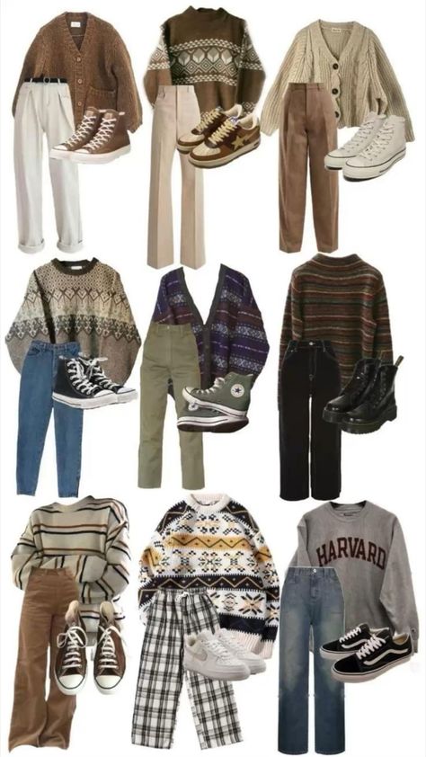 It’s giving Harry Potter and his friends on holiday Dress Code Outfits, Dress Code Casual, Concept Clothing, Mens Outfit Inspiration, Cute Outfits For School, Harajuku Fashion, Fall Fashion Outfits, Casual Style Outfits, Retro Outfits