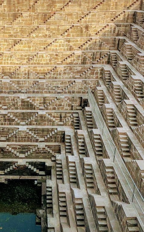 Stepwell Architecture, Chand Baori, Temple Stairs, Step Wells India, Modern Rajasthani Architecture, India Temple Architecture, Rajasthani Building, Temples Of India Architecture, Temple India