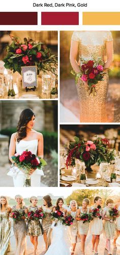 Dark red, pink, and gold wedding color palette Gold Wedding Color Palette, Wedding Colors Red, Fall Wedding Color Palette, Gold Wedding Colors, Pink And Gold Wedding, Wedding Palette, Have Inspiration, Fall Wedding Colors, Wedding Color Palette