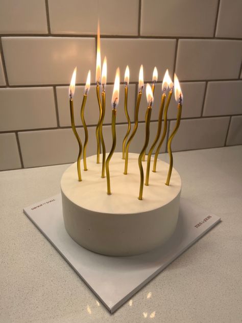 Birthday Cake With Long Candles, Aethstetic Cake, Lowkey Birthday, Spiral Cake, Silver Candles, Stile Kylie Jenner, Drinks Juice, Birthday Cake Decorating Ideas, Long Candles