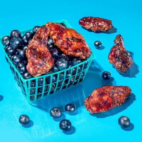 Blueberry Balsamic BBQ Chicken Wings Blueberry Wings Pioneer Woman, Wings Recipe Sauce, Blueberry Bbq Sauce, Grilled Chicken Wings Recipe, Blueberry Balsamic, Blueberry Chicken, Bbq Chicken Wings Recipe, Recipe Sauce, Wings Chicken