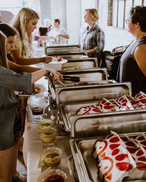 chick-fil-a wedding buffet Food Stations At Wedding, Fast Food At Wedding, Fast Food Wedding Reception, Chickfila Wedding Catering, Chic Fil A Catering, Cheap Wedding Catering Ideas, Chick Fil A Wedding Reception, Chick Fil A Wedding Catering, Chickfila Wedding