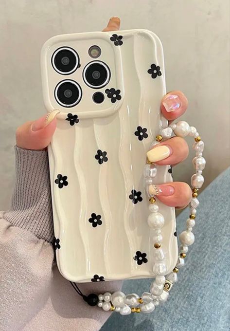 Black Flowers 3D Wave Pattern Phone Case For iPhone 13 11 12 14 Pro Casing Hp Aesthetic Black, Aesthetic Cases, Dot Flowers, Gadget Accessories, Preppy Phone Case, Flowers Water, Flowers 3d, Korean Accessories, Clothing Business