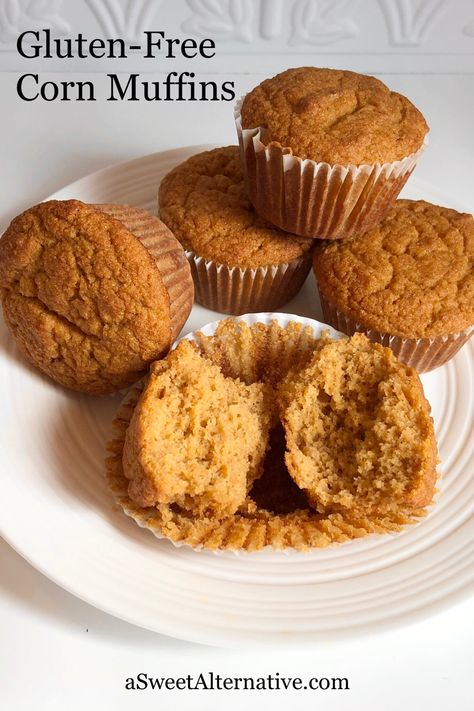 Corn muffins on a plate. Vegan Corn Muffins, Vegan Applesauce Muffins, Gluten Free Corn Muffins, Corn Flour Recipes, Buckwheat Muffins, Vegan Breakfast Options, Cornbread Recipes, Yeast Breads, Clean Eating Recipes For Dinner