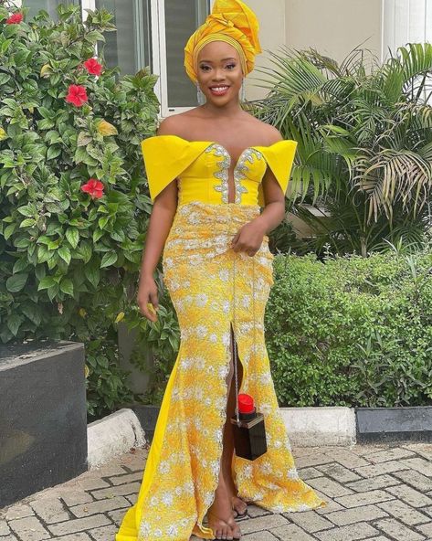 AsoEbiBella.com presents – Aso Ebi Style We Love -Vol. 383 | BellaNaija Yellow Asoebi Lace Styles, Yellow Lace Asoebi Styles, Yellow Asoebi, Wedding Flow, Lace Asoebi, Lace Asoebi Styles, Latest Lace Styles, Asoebi Lace Styles, Asoebi Lace