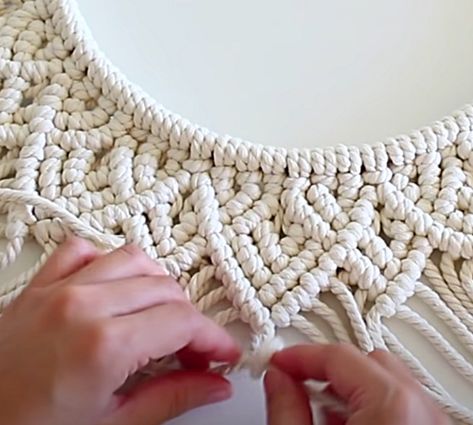 How To Make Macrame Mandala Wall Hanging https://diyjoy.com/how-to-make-macrame-mandala-wall-hanging/ Macrame On Embroidery Hoop, Macrame With Embroidery Hoop, Embroidery Hoop Macrame, Macrame Hoop Wall Hanging Diy, Macrame Hoop Diy Tutorial, Round Macrame Wall Hanging Diy, Macrame Wreath Diy, Macrame Mandala Tutorial, Circular Macrame