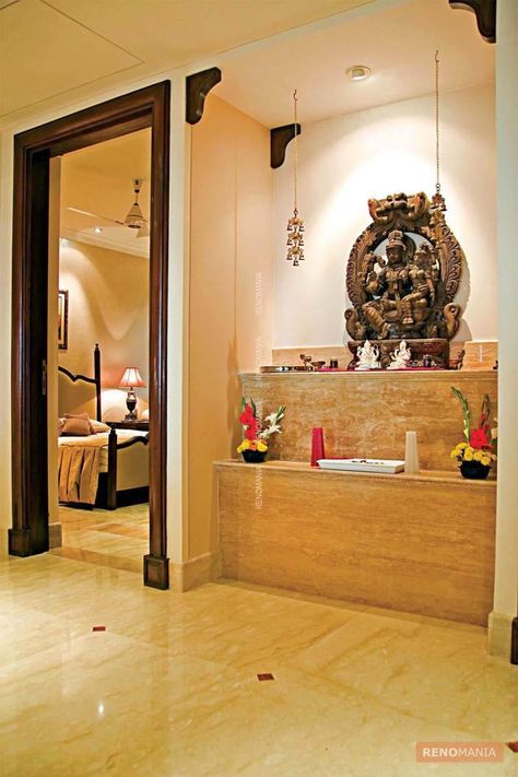 Big Elegant Puja Room                                                                                                                                                      More Indian Interior Design, Mandir Design, Temple Design For Home, Indian Home Design, Indian Home Interior, Pooja Room Door Design, Modern Home Interior Design, Pooja Room Design, Room Door Design