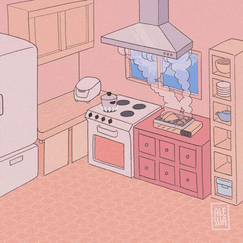 Kitchen Animation, Cooking Animation, Cooking Gifs, Culinary Illustration, Cooking Gif, Kitchen Cartoon, Kawaii Kitchen, Cartoon Kitchen, Kitchen Cottage