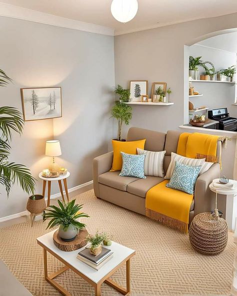 Small Living Room Inspiration, Small Space Living Room, Small Living Room Decor, Living Room Decor Modern, Decor Home Living Room, Decorating Small Spaces, House Garden, Small Space Living, Small Living Room