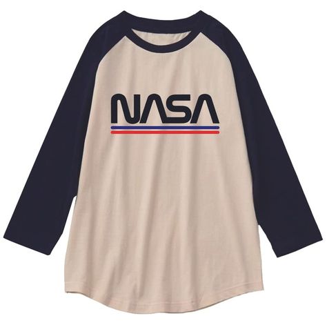 CORIRESHA Fashion NASA T-Shirt 3/4 Raglan Sleeves Crew Neck Casual Loose Vintage Youth Clothing Nasa Merch, Nasa Clothes, Nasa Shirt, Oc Stuff, Youth Clothing, Color Block Tee, Crewneck Design, Clothes Ideas, Casual Everyday