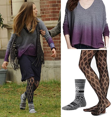 Ahs Fashion, Violet Harmon Style, Crochet Tights, Violet Ahs, Macrame Vest, Violet Harmon, Ombre Shirt, Daisy Crochet, 00s Style