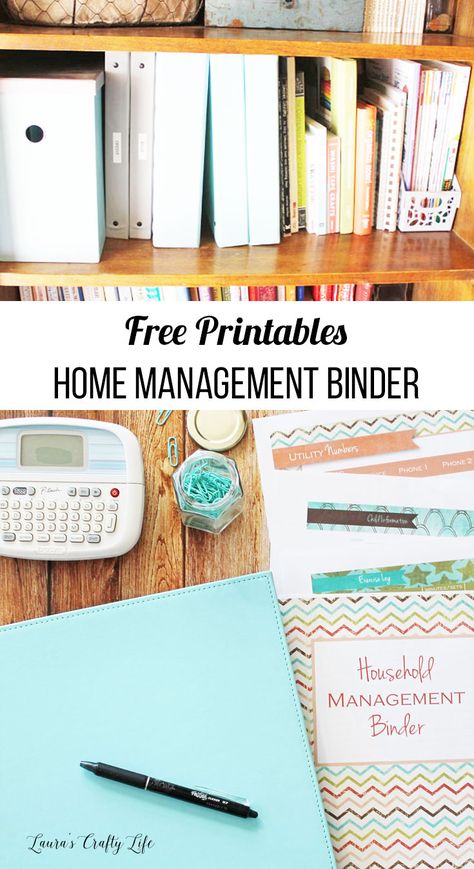 How to set up a Home Management Binder. Get your home under control with a home management binder. Tons of free printables to get you started! #freeprintables #laurascraftylife #homemanagementbinder" House Management Binder, Life Binder Printables Free, Home Management Binder Free Printables, Misc Organization, Family Binder Free Printables, Household Organization Binder, House Binder, Life Binder Printables, Family Binder Printables