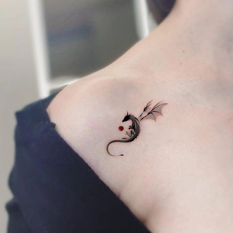 Classy Dragon Tattoo, Mate For Life Tattoo, Color Mini Tattoo, Tiny Tattoos Dragon, Floral Back Neck Tattoo, Small Swords Neck Tattoo, Different Tattoo Ideas For Women, Ringmaster Tattoo, Mom And Daughter Animal Tattoos