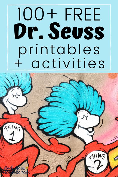 Getting ready to celebrate Dr. Seuss Day with your kids? There are so many awesome ways to make your celebration special. I've put together this list of over 100 Dr. Seuss-themed crafts, activities, games, & more. You'll have enough ideas to keep the learning fun going all year! Crazy Sock Day Ideas Dr. Seuss, Oh The Things You Can Think Activities, Dr Seuss For Kindergarten, Dr Seuss Week 2023, Dr Seuss Circle Time Preschool, Dr Seuss Images Free Printables, Create Your Own Dr Seuss Character, Abc Dr Seuss Activities, Doctor Suess Week