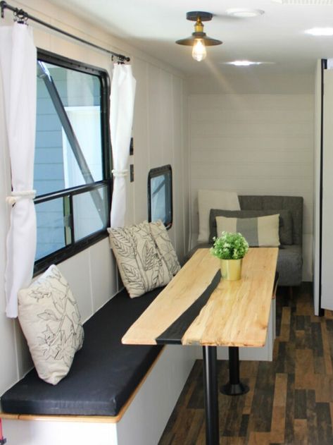 RV Table Ideas: 11 Ways to Replace or Update Your RV Dining Table Rv Dining Table, Rv Table Ideas, Small Rv Trailers, Camper Upgrades, Rv Table, Camper Table, Collapsible Shelves, Rv Sofas, Folding Shelf Bracket