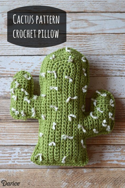 crochet-cactus-pattern-darice-1 Cactus En Crochet, Cactus Pillow, Cactus Pattern, Crochet Cactus, Crochet Pillows, Crochet Plant, Crochet Cushions, Pattern Pillow, Crochet Pillow